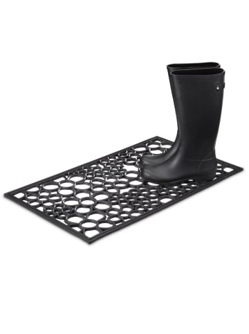 relaxdays Fußabtreter Blumen in Schwarz - (B)75 x (T)45 cm