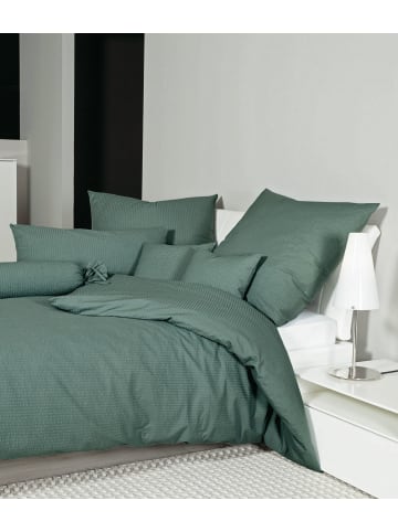 Janine Seersucker Sommer Bettwäsche - uni salbeigrün in grün