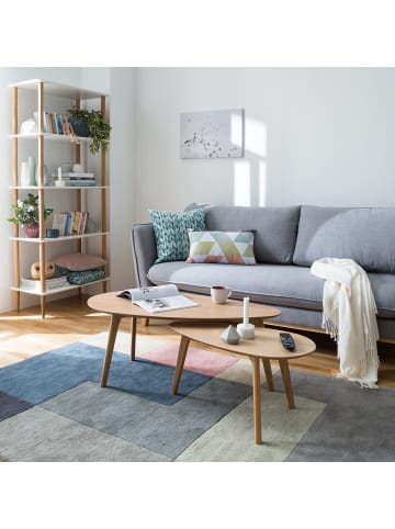 home24 home24 Couchtisch-Set (2er Set) - Eiche - MDF furniert & Massivholz Eiche - 100.0 x 40.0 x 50.0 cm in Eiche