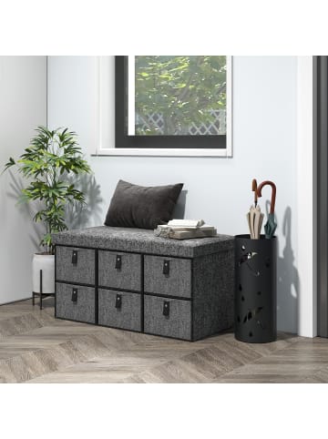 HOMCOM Schuhbank-76,5L x 38B x 38H cm-Dunkelgrau