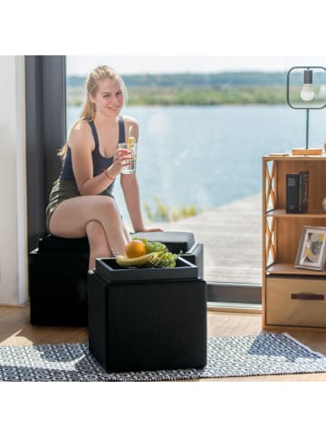 relaxdays Sitzhocker in Schwarz - (B)40,5 x (H)42x (T)40,5 cm