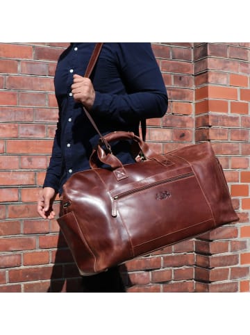 SID & VAIN Leder-Reisetasche Leder Weekender Unisex BRISTOL in braun