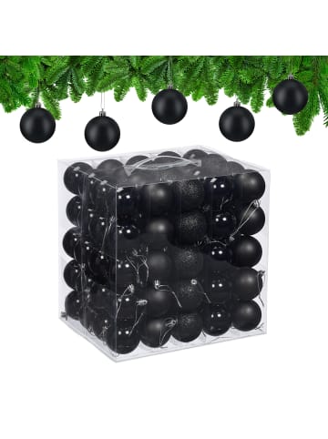 relaxdays 100-tlg. Weihnachtskugeln Set in Schwarz