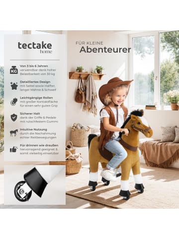 tectake Schaukeltier auf Rollen, weiches Plüsch für drinnen und draußen
