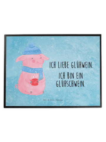 Mr. & Mrs. Panda Schreibtisch Matte Schwein Glühwein mit Spruch in Eisblau