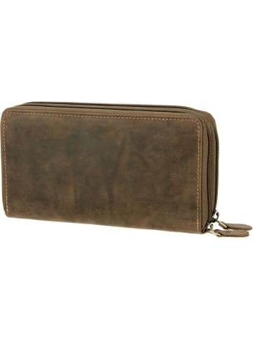 Greenburry Geldbörse Vintage Leder-Doppel-Langbörse in Sattelbraun