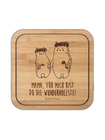 Mr. & Mrs. Panda Glasuntersetzer Bären mit Blumenkranz mit Spruch in Transparent