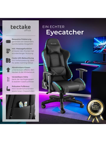 tectake Gamingstuhl Tartaros dicke Polsterung, Belastbarkeit 120 kg, schwarz/schwarz