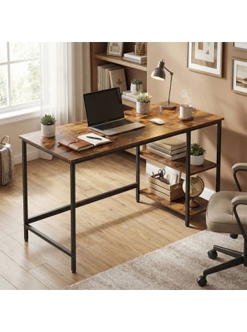 VASAGLE Schreibtisch Barnet in Braun-Schwarz - (B)140 x (H)76 x (T)60 cm
