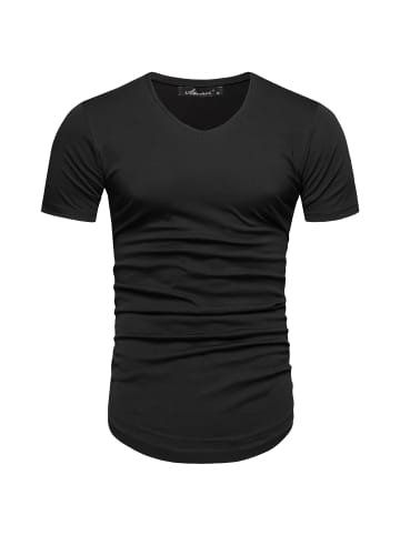 Amaci&Sons Basic Oversize T-Shirt mit V-Ausschnitt BELLEVUE in Schwarz