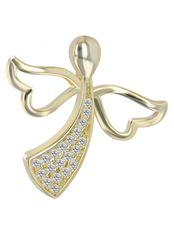 Adeliás Damen Anhänger Engel aus 925 Silber mit Zirkonia in gold