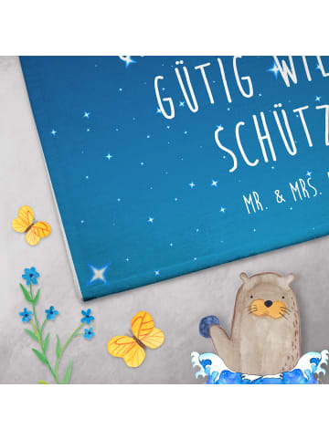 Mr. & Mrs. Panda Handtuch Sternzeichen Schütze mit Spruch in Sternenhimmel Blau