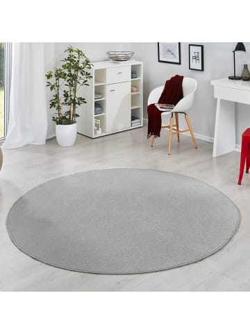 Runder Teppich Uni Fancy in Grau