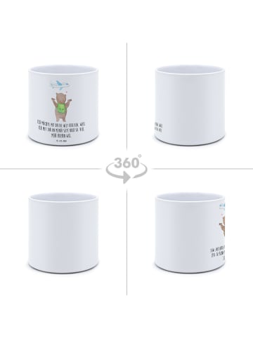 Mr. & Mrs. Panda Pflanztopf Bär Flugzeug mit Spruch in Weiß