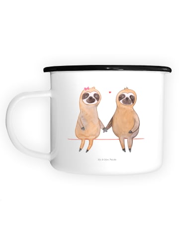 Mr. & Mrs. Panda Emaille Becher Faultier Pärchen ohne Spruch in Weiß