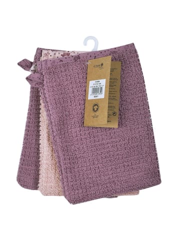 Wörner Waschhandschuh 3er Pack Bio-Baumwolle - Lama - Mauve in rosa