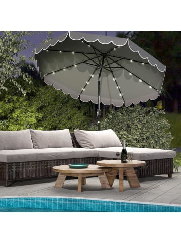 COSTWAY 300 cm Sonnenschirm mit LED in Grau