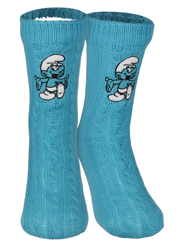 Die Schlümpfe Die Schlümpfe Hüttensocken Strick Socken Haussocken Kuschelsocken in blau