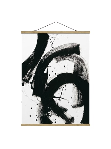 WALLART Stoffbild mit Posterleisten - Onyx in Bewegung in Schwarz-Weiß