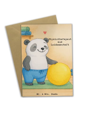 Mr. & Mrs. Panda Grußkarte Physiotherapeut Leidenschaft Design m... in Weiß