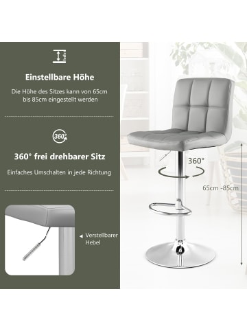 COSTWAY Barhocker drehbar höhenverstellbar in Grau