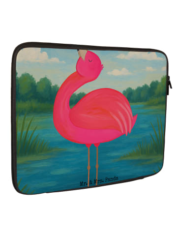 Mr. & Mrs. Panda Hülle Laptop Flamingo Stolz Design ohne Spruch in Weiß
