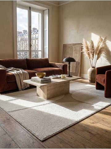 KADIMA DESIGN Teppich Kurzflor Abstrakt pflegeleicht Wohnzimmer Schlafzimmer Flur in Creme