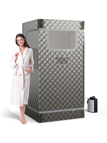 COSTWAY Dampfsauna Heimsauna für Zuhause in Grau