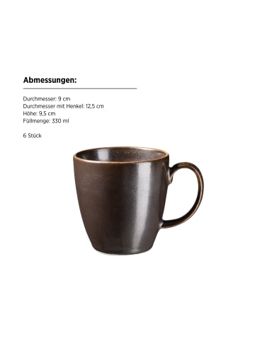Mäser Kaffeebecher Set, Porzellan Powerful in Braun, Schwarz
