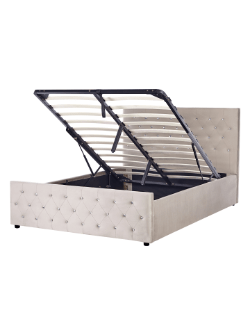 Beliani Doppelbett AMIENS in Beige - (W) 151 x (H) 109 x (L) 217 cm