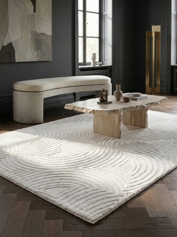 KADIMA DESIGN Teppich Kurzflor Waschbar 3D ILLER Strapazierfähig OEKO-TEX in Creme