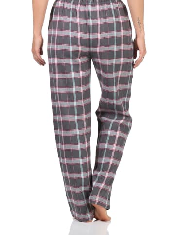 NORMANN Flanell Pyjama Hose karierte Schlafanzug Hose lang - 83003 in anthrazit