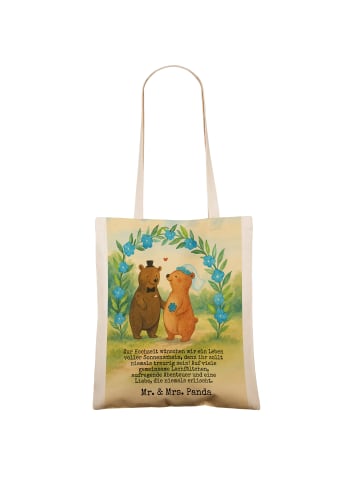 Mr. & Mrs. Panda Schultertasche Bären Hochzeit Design mit Spruch in Weiß