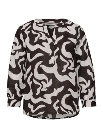 Street One Bluse mit Split Neck aus Leinenmix in Braun
