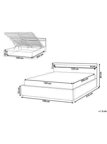 Beliani Doppelbett ARMELLE in Beige/Bunt - (W) 168 x (H) 83 x (L) 216 cm