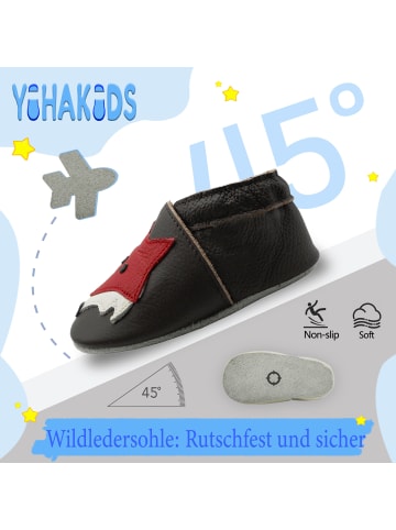 Yihakids Baby Krabbelschuhe aus Leder, weiche Lauflernschuhe mit rutschfester Sohle