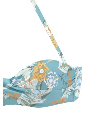 Sunseeker Bügel-Bandeau-Bikini-Top in aqua bedruckt