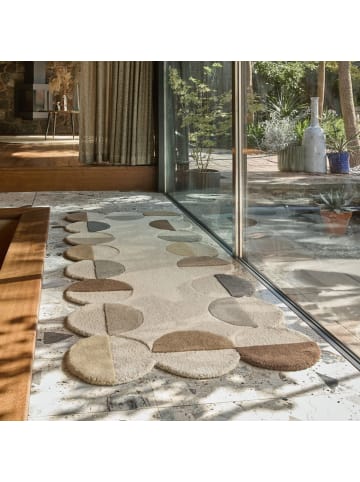 KADIMA DESIGN Wollteppich Kreis Wellenform, Wohnzimmer in Erdtöne