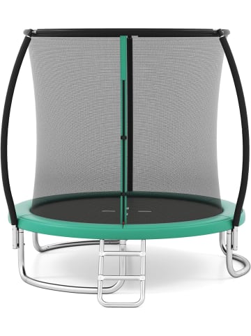 COSTWAY Ø244 cm Trampolin Outdoor mit Leiter in Grün