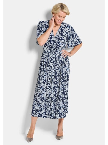 GOLDNER Kurzgröße:  Wickelkleid mit floralem Design in marine / weiß / geblümt
