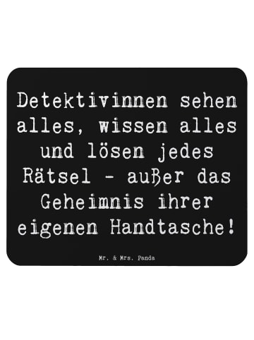 Mr. & Mrs. Panda Mauspad Spruch Detektivin Rätsel mit Spruch in Schwarz