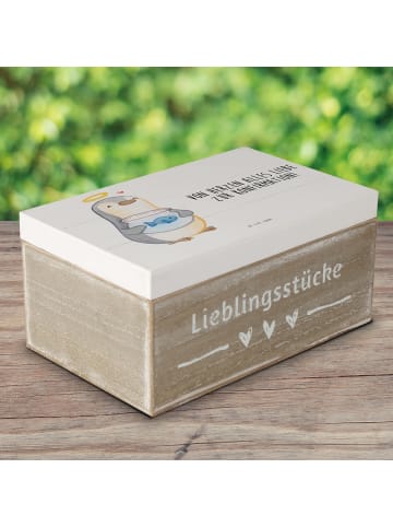 Mr. & Mrs. Panda Kiste Pinguin Fisch mit Spruch in Weiß