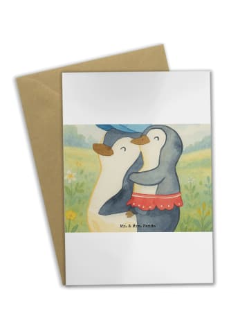 Mr. & Mrs. Panda Grußkarte Pinguin Kleine Schwester Design ohne ... in Weiß