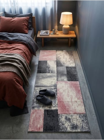 KADIMA DESIGN Teppich Kurzflor Waschbar Karo LATEMAR Strapazierfähig OEKO-TEX in Pink