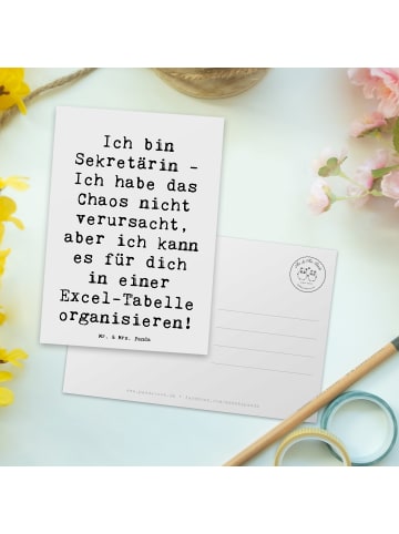 Mr. & Mrs. Panda Postkarte Spruch Sekretärin Ordnung mit Spruch in Weiß