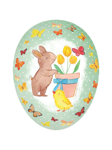 Mr. & Mrs. Panda Befüllbares Osterei Hase Küken mit Spruch in Weiß