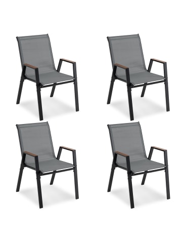COSTWAY Gartenstühle stapelbar 4er Set in Grau