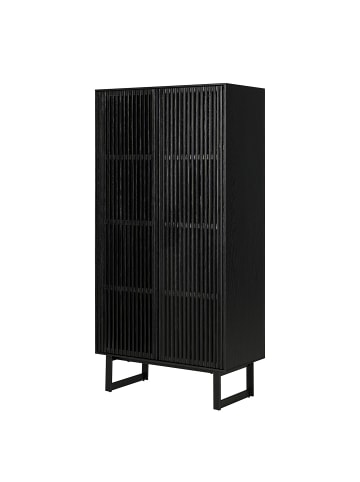 home24 home24 Schrank aus massiver Esche & furniertem MDF in Esche Schwarz, 80 x 160 x 40 cm in Esche Schwarz