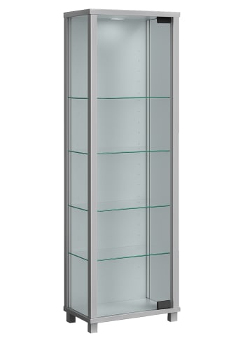 VCM  Holz Glas Stand Vitrine Sammelvitrine Edana Mini in Silber