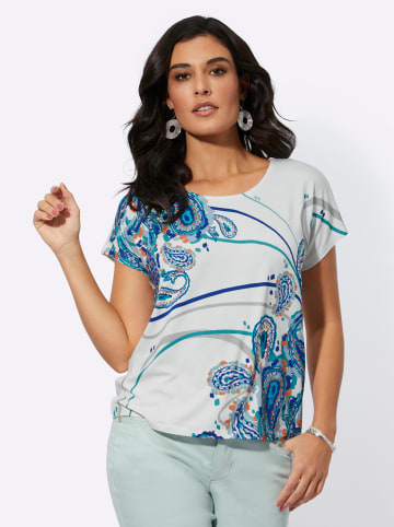 creation L Rundhalsshirt in ecru-kalkmint-bedruckt